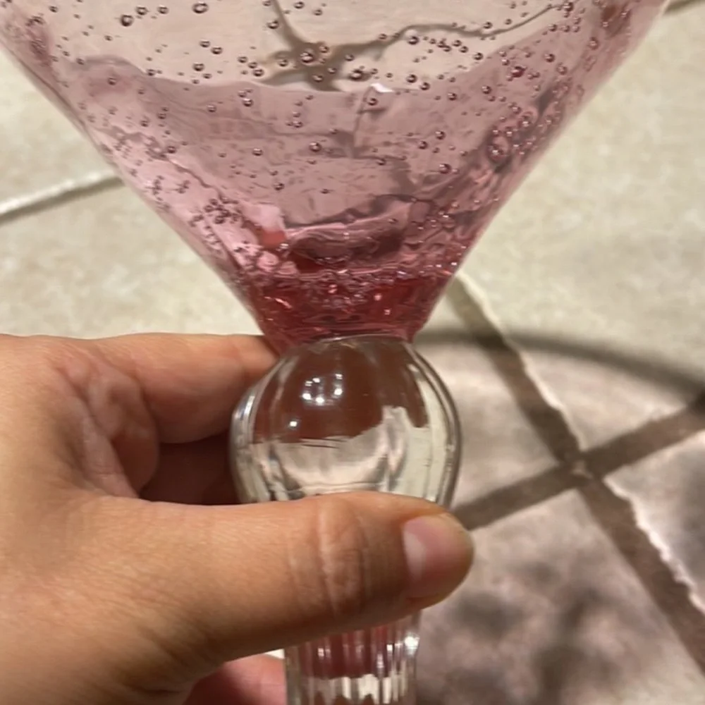 Martini Pink & Clear Heavy Cup!! 7”Aprox
